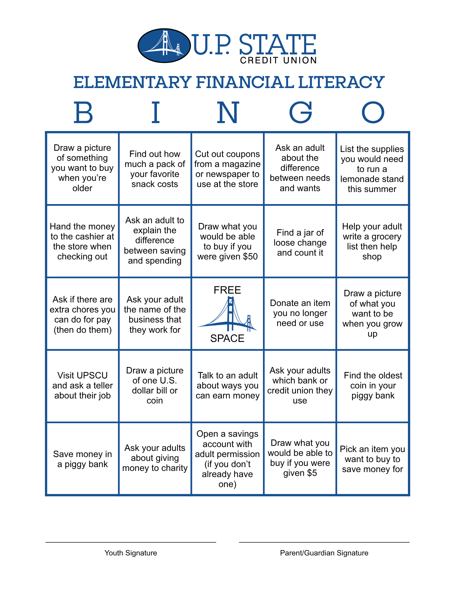 Elementary Bingo Card
